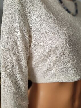 Rehab White Sequins Set Top And Skirt